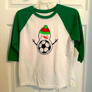 Snowman soccer shirt, great for Christmas. Youth Large